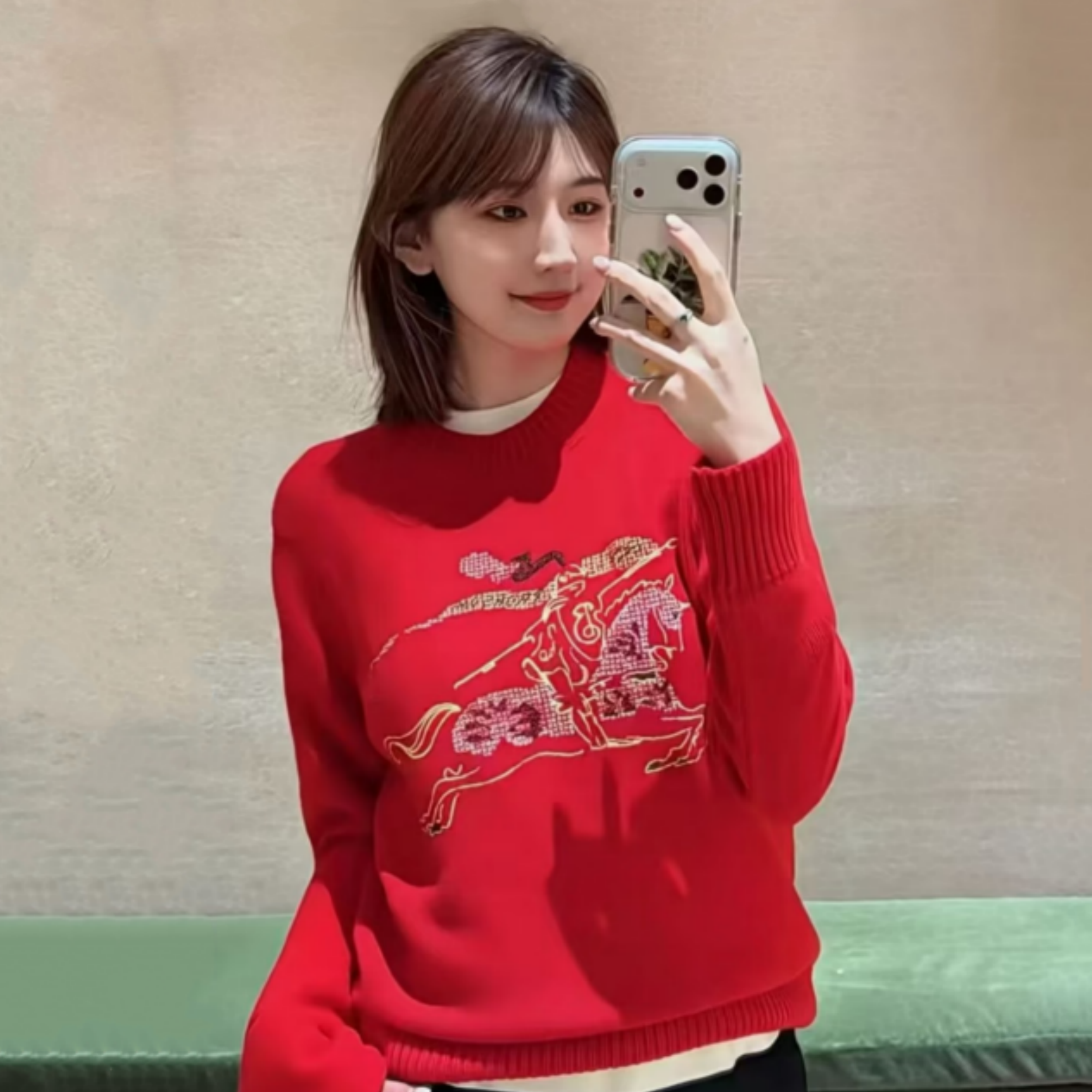 burberry equestrian knight cross stitch crew neck sweater